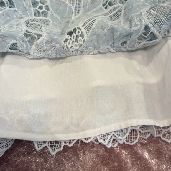 Just Me Lace Ruffle Dress in Light Blue Floral size Large - Picture 7 of 10